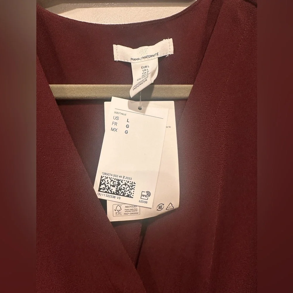 NWT H&M Mama Tie-Detail Crêpe Dress - Picture 6 of 7